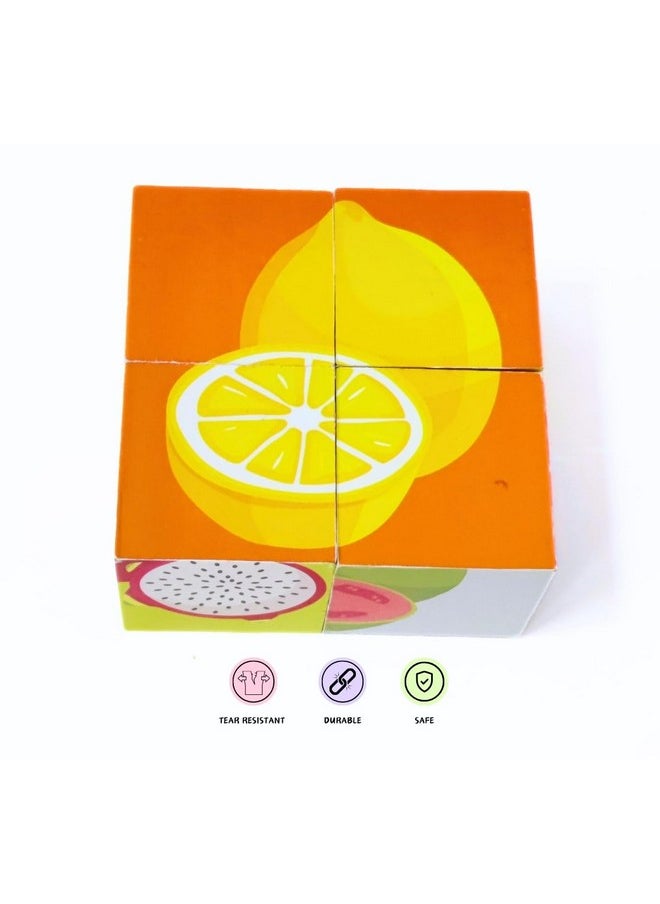 nerdnerdy - NerdNerdy Fruit Cube Solver/Set of 4 Wooden Fruit Cubes Enhance Processing Speed, Cognitive Skills and Spatial Awareness in 3+yrs Kids - Image 1