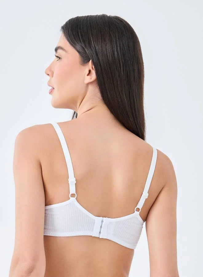 Styli Styli Pack of 3 - Rib Padded Non Wired Bra with Lace Detail