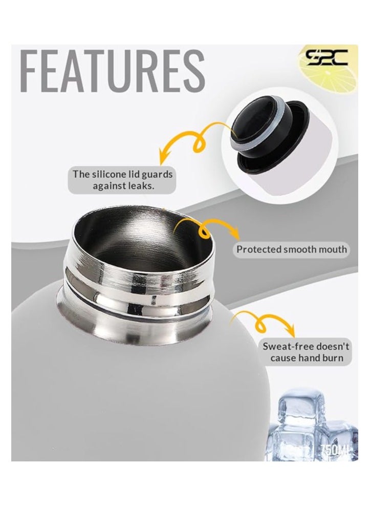 S2C Water Bottle Stainless Steel 750Ml - Double Wall Insulated Water Bottles For Hot Water Gym Bottle Stainless Steel Water Bottle For Kids School Flask Bottle Hot Water Bottle (White, 750Ml)  - Image 5