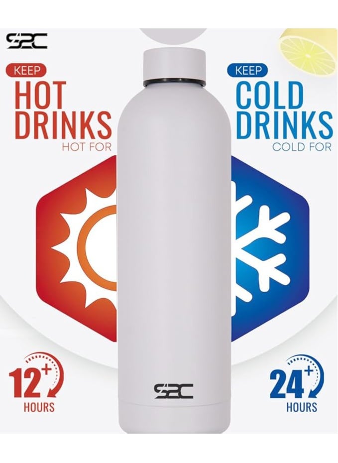 S2C Water Bottle Stainless Steel 750Ml - Double Wall Insulated Water Bottles For Hot Water Gym Bottle Stainless Steel Water Bottle For Kids School Flask Bottle Hot Water Bottle (White, 750Ml)  - Image 4