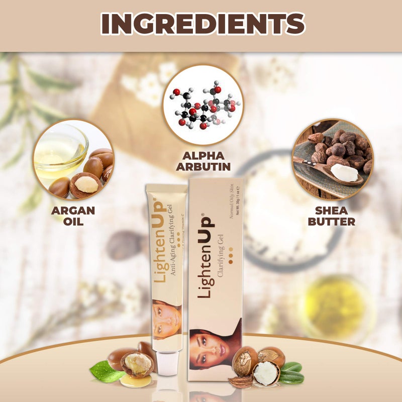 LIGHTENUP جل تفتيح البشرة المضاد للشيخوخة - 1 أونصة سائلة / 30 مل، كريم مضاد للشيخوخة، مع ألفا أربوتين، زيت الأركان، فيتامين C - Image 2