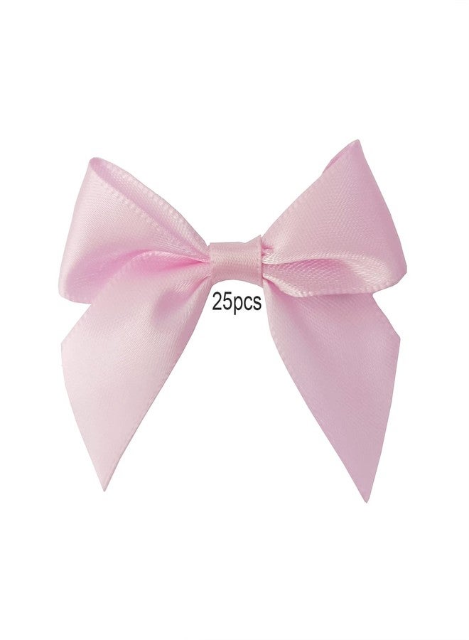 AKLVBL 25 Pack Set Satin Ribbon Bows Pretied Bows with Sticky Gel Pads for Treat Bags, Gift Bags, Bakery Candy Bags and Package Decorating or Gift Decorating (Light Pink - Image 1