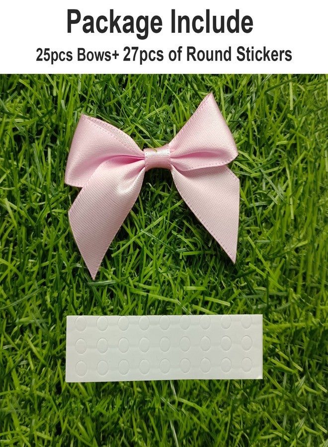 AKLVBL 25 Pack Set Satin Ribbon Bows Pretied Bows with Sticky Gel Pads for Treat Bags, Gift Bags, Bakery Candy Bags and Package Decorating or Gift Decorating (Light Pink - Image 3