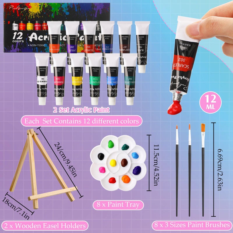 Cholemy 36 Pcs Paint and Sip Kit for Adults 8''x10'' Pre Drawn Canvas for Painting DIY Afro Acrylic Painting Kit Wood Easel Brushes Date Night Bulk for Easter Party Gifts(Butterfly) - Image 4