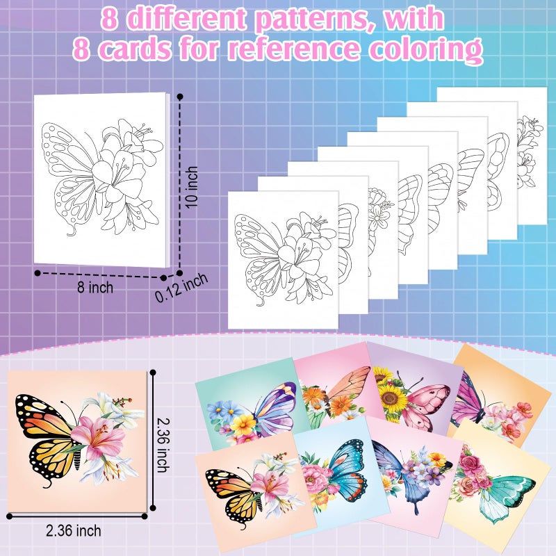 Cholemy 36 Pcs Paint and Sip Kit for Adults 8''x10'' Pre Drawn Canvas for Painting DIY Afro Acrylic Painting Kit Wood Easel Brushes Date Night Bulk for Easter Party Gifts(Butterfly) - Image 3