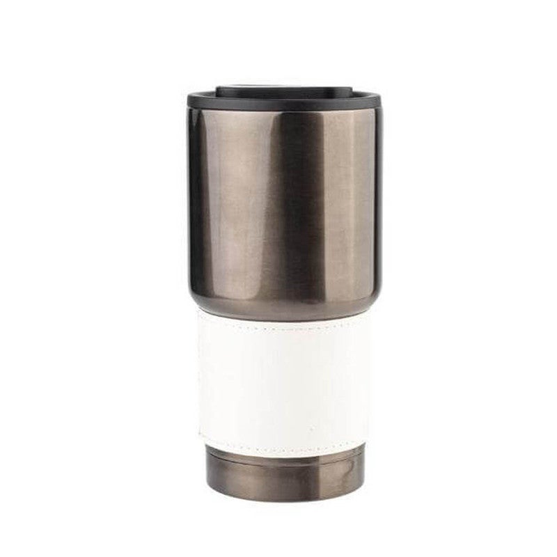 Hans Larsen BOLIN 530ml Double Wall Vacuum Insulated Stainless Steel Tumbler with PU Grip Sleeve, Leak-Resistant Lid, Hot & Cold Travel Mug, Gunmetal Finish, Fits Car Cup Holders - White - Image 1