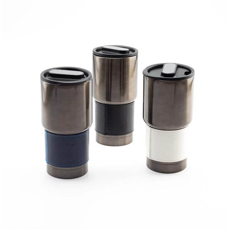 Hans Larsen white Hans Larsen BOLIN 530ml Double Wall Vacuum Insulated Stainless Steel Tumbler with PU Grip Sleeve, Leak-Resistant Lid, Hot & Cold Travel Mug, Gunmetal Finish, Fits Car Cup Holders - White  | Best Price UAE