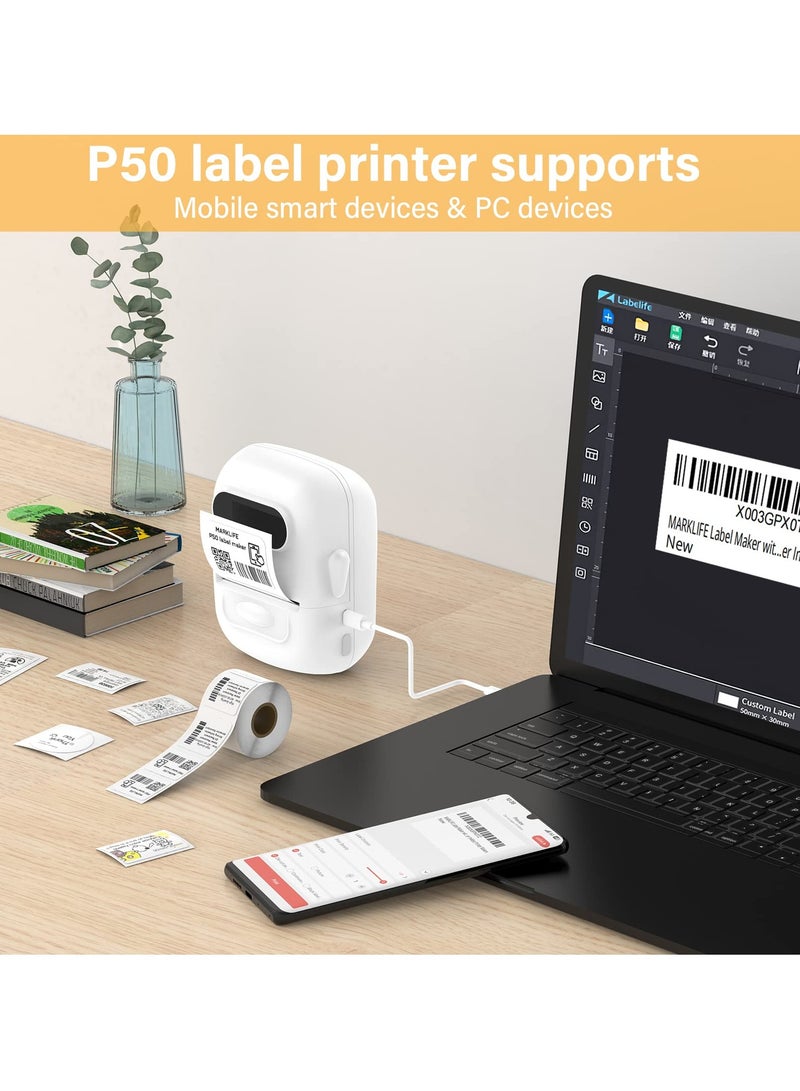 Marklife Thermal Label Maker Machine with Bluetooth Portable Mini Barcode Tape Printer for Home Office Organization and Everyday Use - Image 3