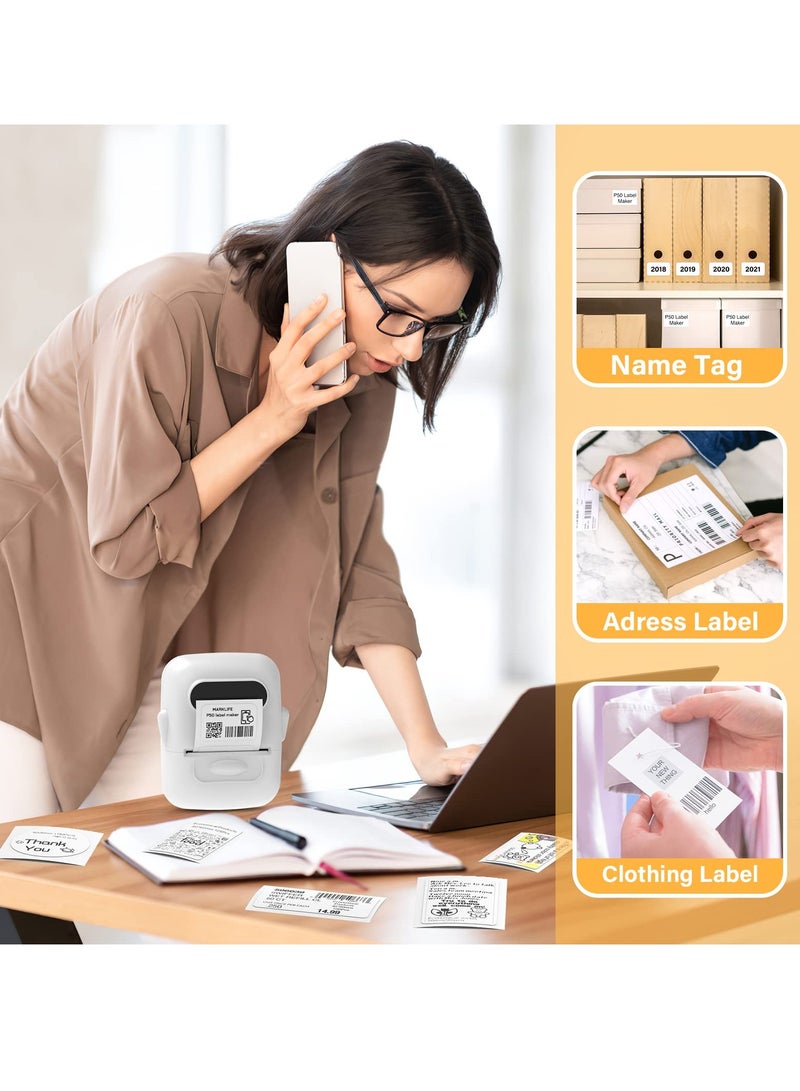 Marklife Thermal Label Maker Machine with Bluetooth Portable Mini Barcode Tape Printer for Home Office Organization and Everyday Use - Image 2