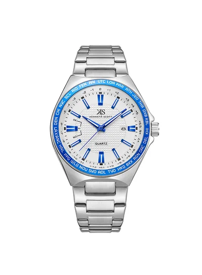 KENNETH SCOTT Men's Stainless Steel Analog Watch K23027-SBSWL - 43 mm