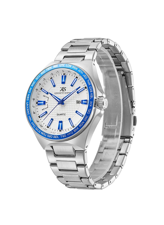 KENNETH SCOTT Men's Stainless Steel Analog Watch K23027-SBSWL - 43 mm  - Image 2