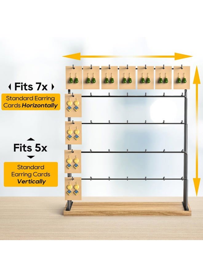 ORLESS Jewelry Display for Vendors, Earring Display Stand for Selling, Necklace Display Holder for Selling, Earring Cards Organizer for Bracelets, Rings, Jewelry Towers, Original Wood (35 Hooks) - Image 3