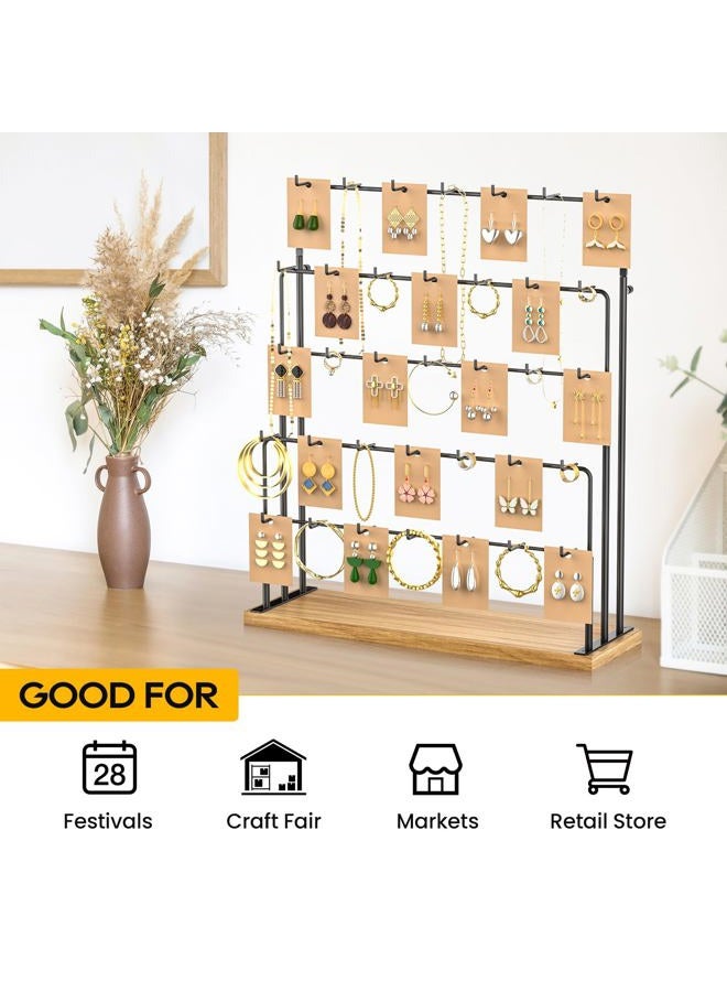 ORLESS Jewelry Display for Vendors, Earring Display Stand for Selling, Necklace Display Holder for Selling, Earring Cards Organizer for Bracelets, Rings, Jewelry Towers, Original Wood (35 Hooks) - Image 5