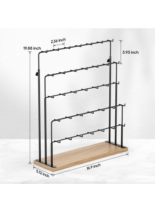 ORLESS Jewelry Display for Vendors, Earring Display Stand for Selling, Necklace Display Holder for Selling, Earring Cards Organizer for Bracelets, Rings, Jewelry Towers, Original Wood (35 Hooks) - Image 4