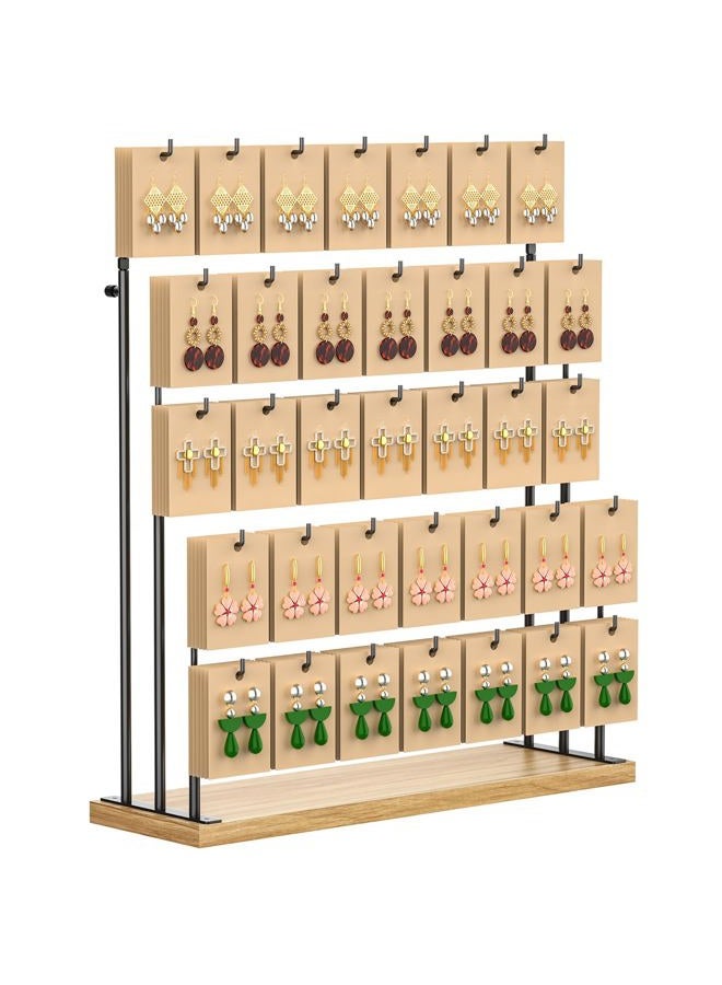 ORLESS Jewelry Display for Vendors, Earring Display Stand for Selling, Necklace Display Holder for Selling, Earring Cards Organizer for Bracelets, Rings, Jewelry Towers, Original Wood (35 Hooks) - Image 1