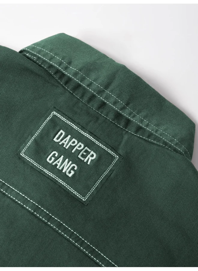 Beyoung Bottle Green Contrast Stitch Urban Shirt for Men