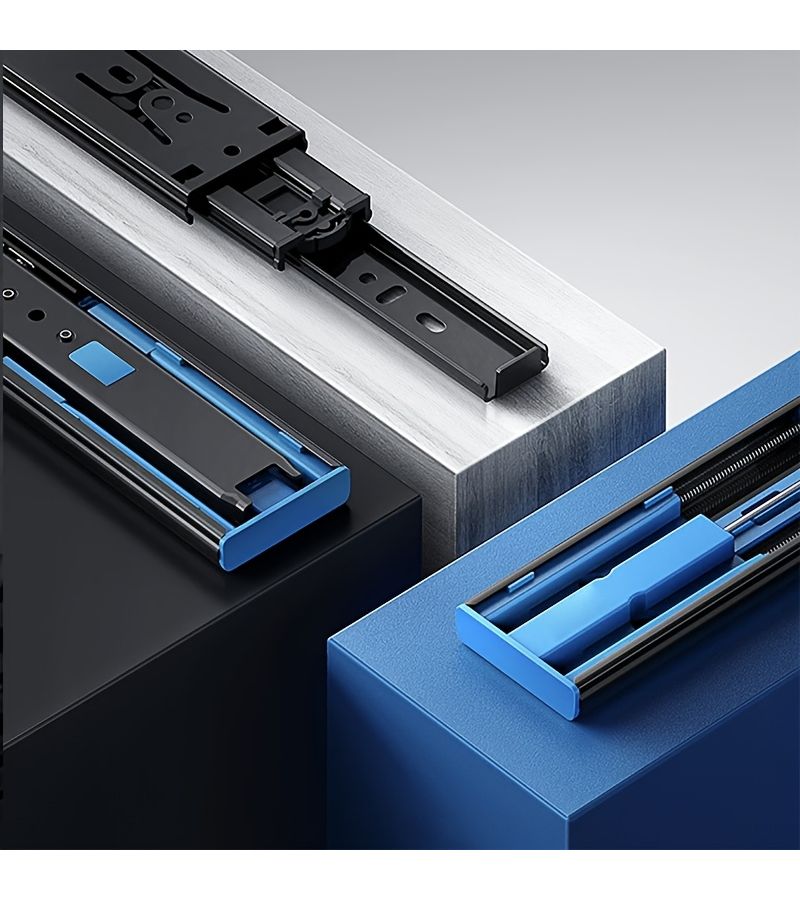 2pc 18 Inch 45cm Heavy Duty Double Spring Soft Close Full Extension Drawer Slides Buffered Slide Runners For Cabinets Dressers And Office Desks Modern Drawer Slide Runners - Image 5