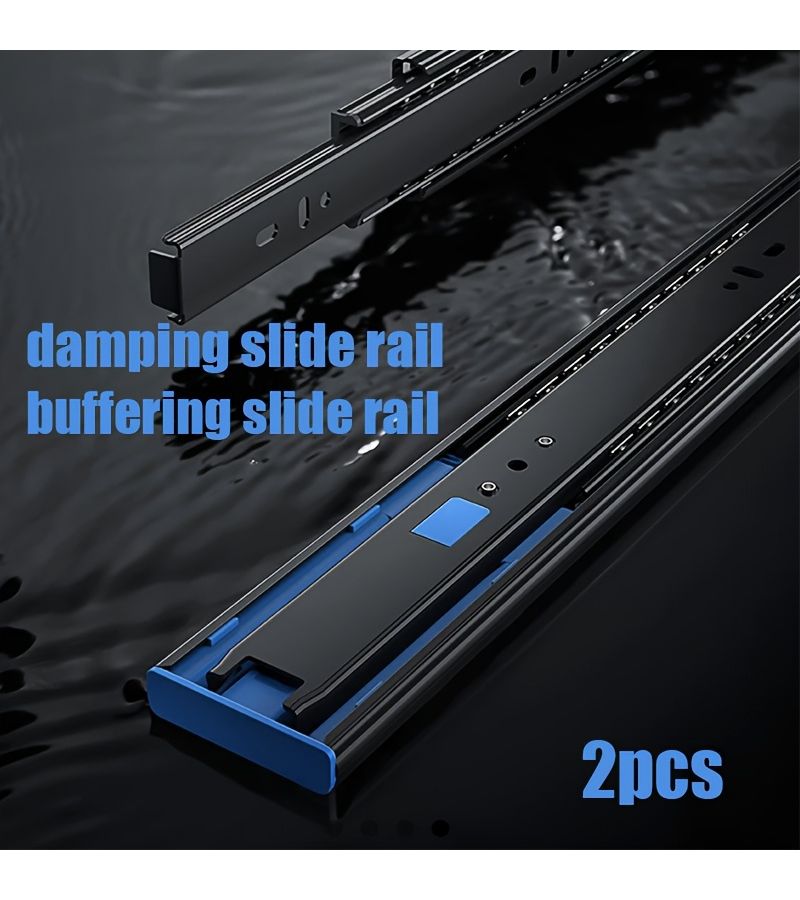2pc 18 Inch 45cm Heavy Duty Double Spring Soft Close Full Extension Drawer Slides Buffered Slide Runners For Cabinets Dressers And Office Desks Modern Drawer Slide Runners - Image 1