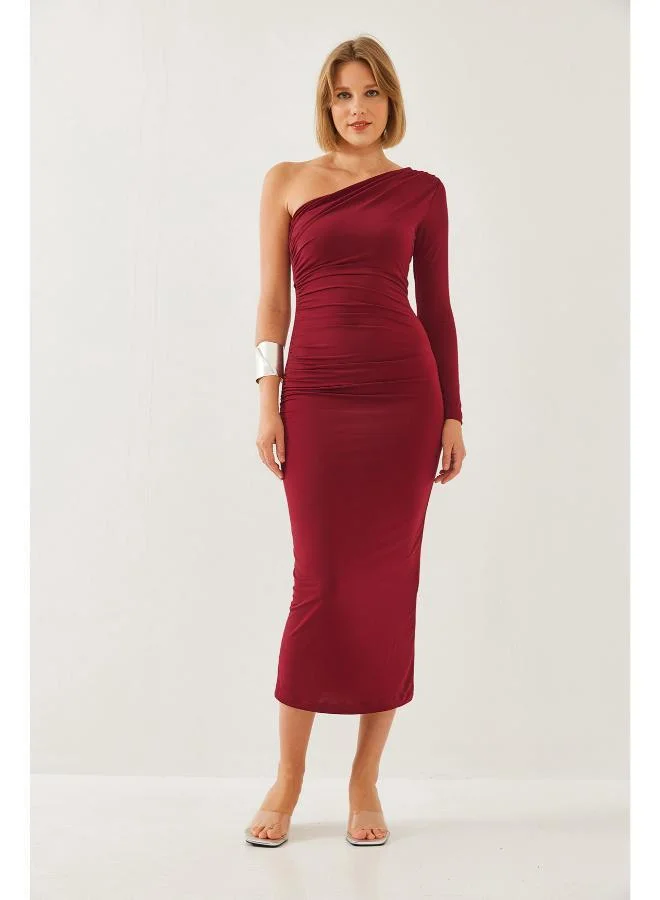 جينجر One Shoulder Draped Dress