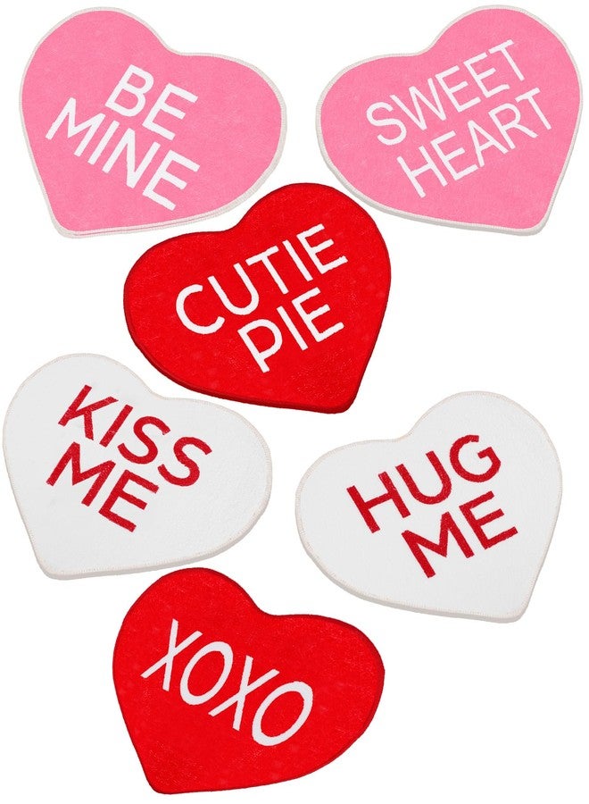 Maasechs 6 Pcs Valentine's Day Heart Rug Valentines Day Bathroom Decor Non Slip Heart Shaped Bath Rugs Red Pink White Mat Doormat for Bathroom Kitchen Living Room Home - Image 1