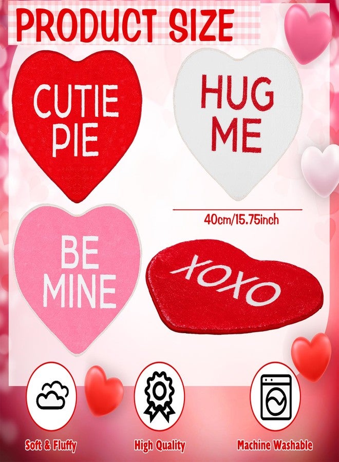 Maasechs 6 Pcs Valentine's Day Heart Rug Valentines Day Bathroom Decor Non Slip Heart Shaped Bath Rugs Red Pink White Mat Doormat for Bathroom Kitchen Living Room Home - Image 2