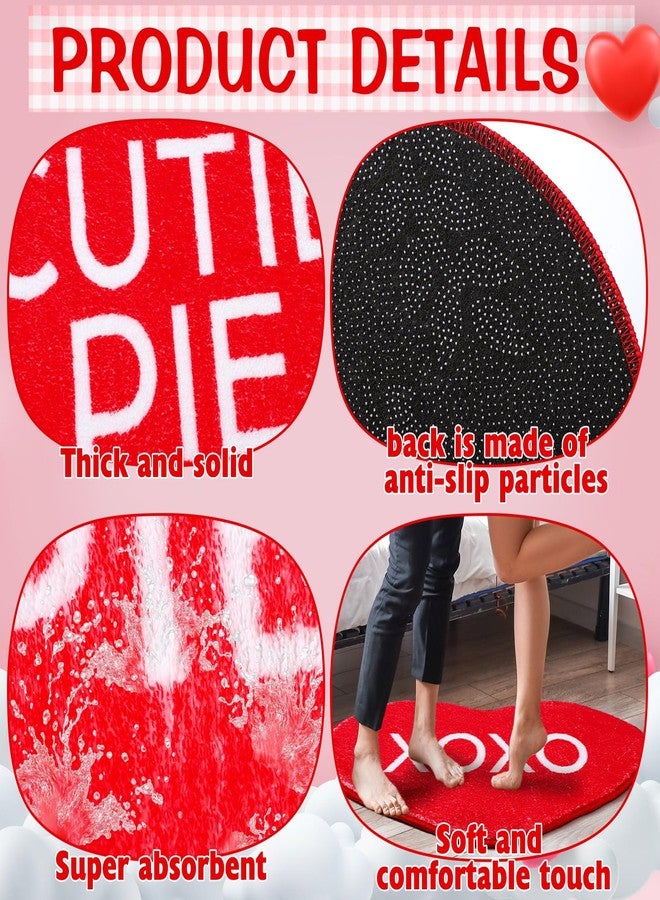 Maasechs 6 Pcs Valentine's Day Heart Rug Valentines Day Bathroom Decor Non Slip Heart Shaped Bath Rugs Red Pink White Mat Doormat for Bathroom Kitchen Living Room Home - Image 5