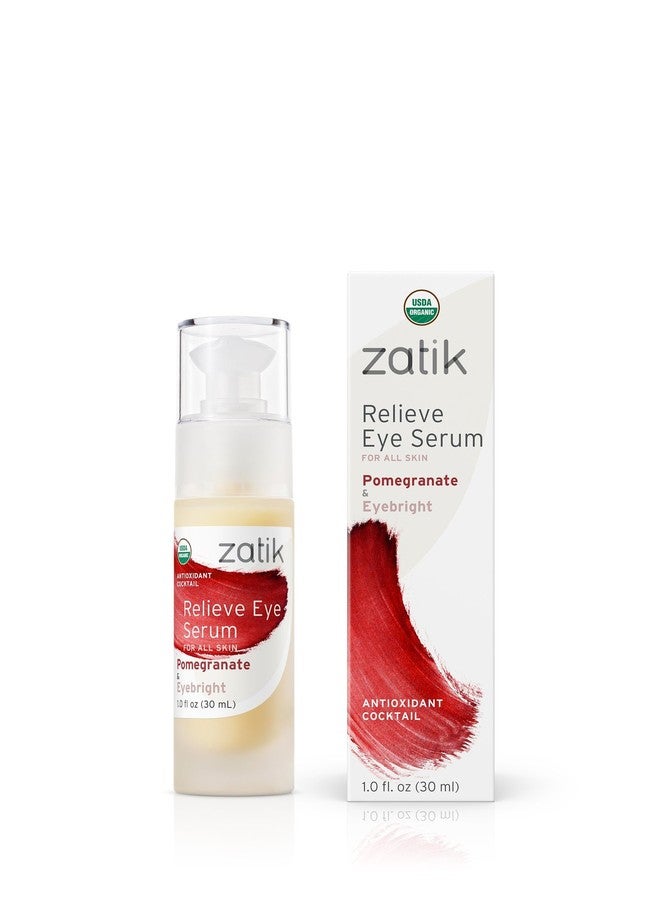 Zatik Naturals - Relieve Eye Serum with Pomegranate and Eyebright Antioxidant, USDA Certified Organic, Rekindle and Elevate Youthfulness Around Thin Areas of the Eyes, 1.0 fl oz, 30ml - Image 1