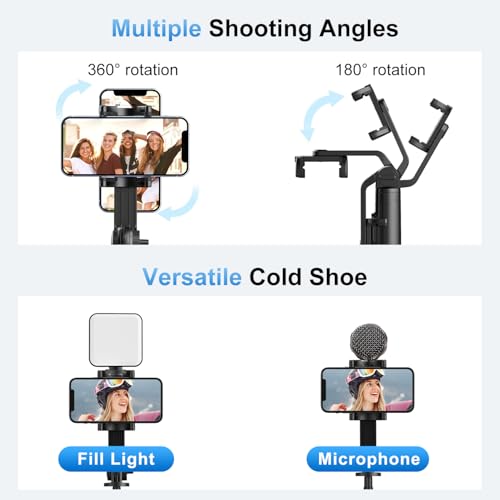 Mobilife 64" Multi-Function Selfie Stick Tripod Long Selfie Stick for iPhone&Android Multiple Mount for Camera Gopro Fill Light Aluminum Portable Mobile Tripod with Bluetooth Remote,Black - Image 5
