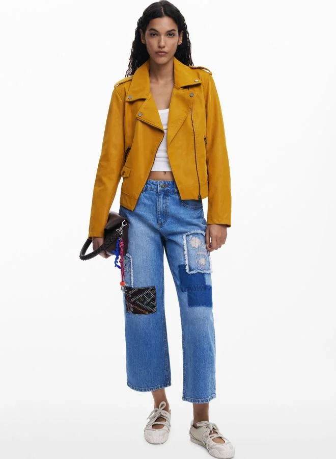 DESIGUAL Faux leather biker jacket