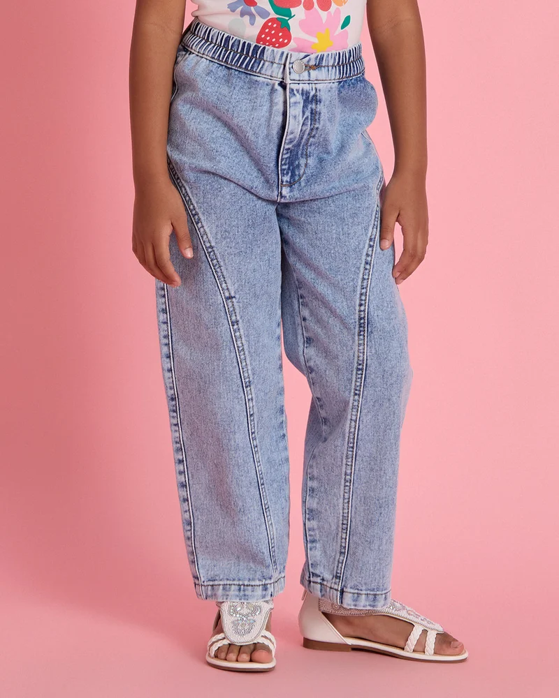 Redtag Girls Blue Plain Wideleg Jeans