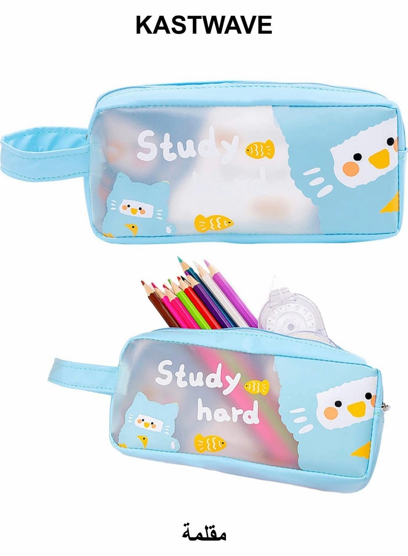 كاست ويف حافظة أقلام شفافة، حقيبة مستحضرات تجميل شفافة مع سحاب - Image 1