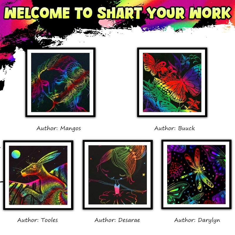 ZMLM 165 Rainbow Scratch Paper Art Crafts Mini Notes Stocking Stuffers for Kids Gifts 4 5 6 7 8 9 10 Years Old Girls Boys Students Teens Classroom Prizes School Supplies Birthday Party Toy Activity - Image 3