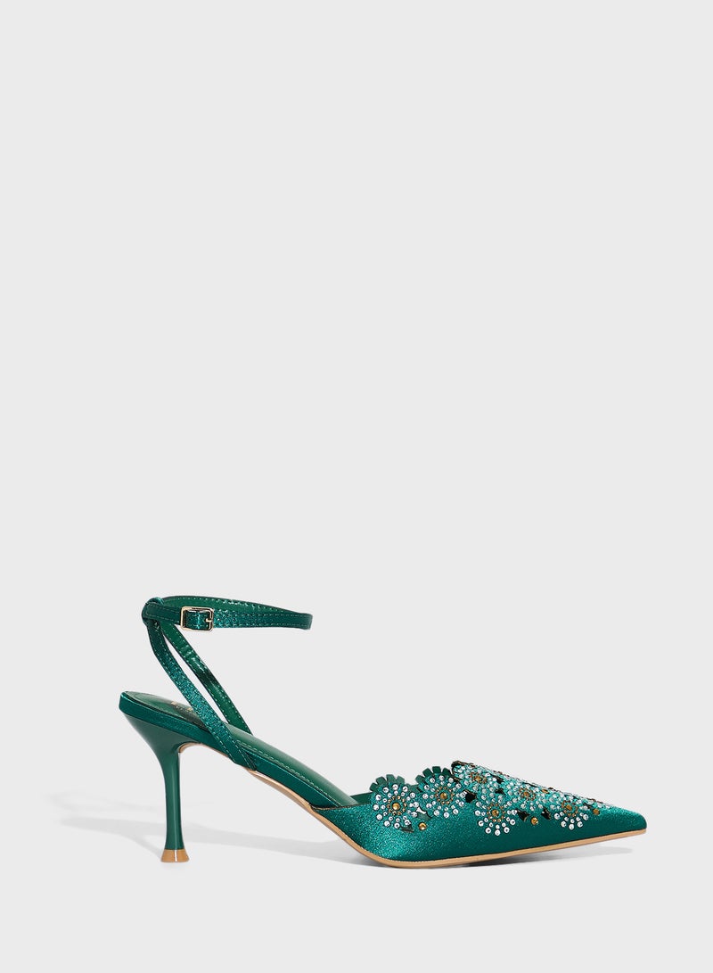 Ella Limited Edition Floral Embellished Backstrap Pump - Image 1