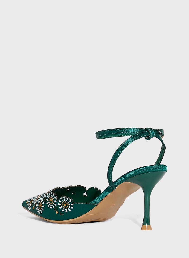 Ella Limited Edition Floral Embellished Backstrap Pump - Image 3