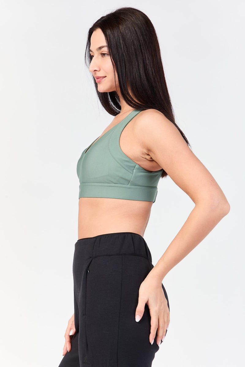 PUMA Women Brand Logo Padded Sports Bra, Sage Green - Image 4