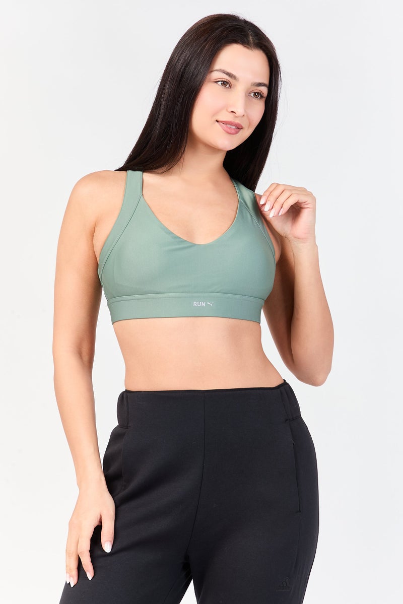 PUMA Women Brand Logo Padded Sports Bra, Sage Green - Image 1