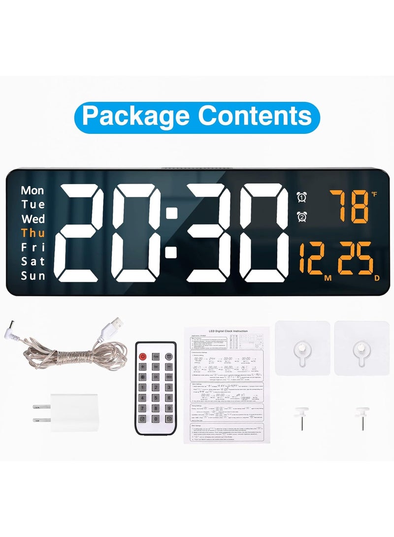 بيتشو ساعة حائط رقمية مقاس 16.2 بوصة مع جهاز تحكم عن بعد لديكور غرفة المعيشة، ساعة كبيرة مع درجة حرارة التاريخ والأسبوع - Image 5