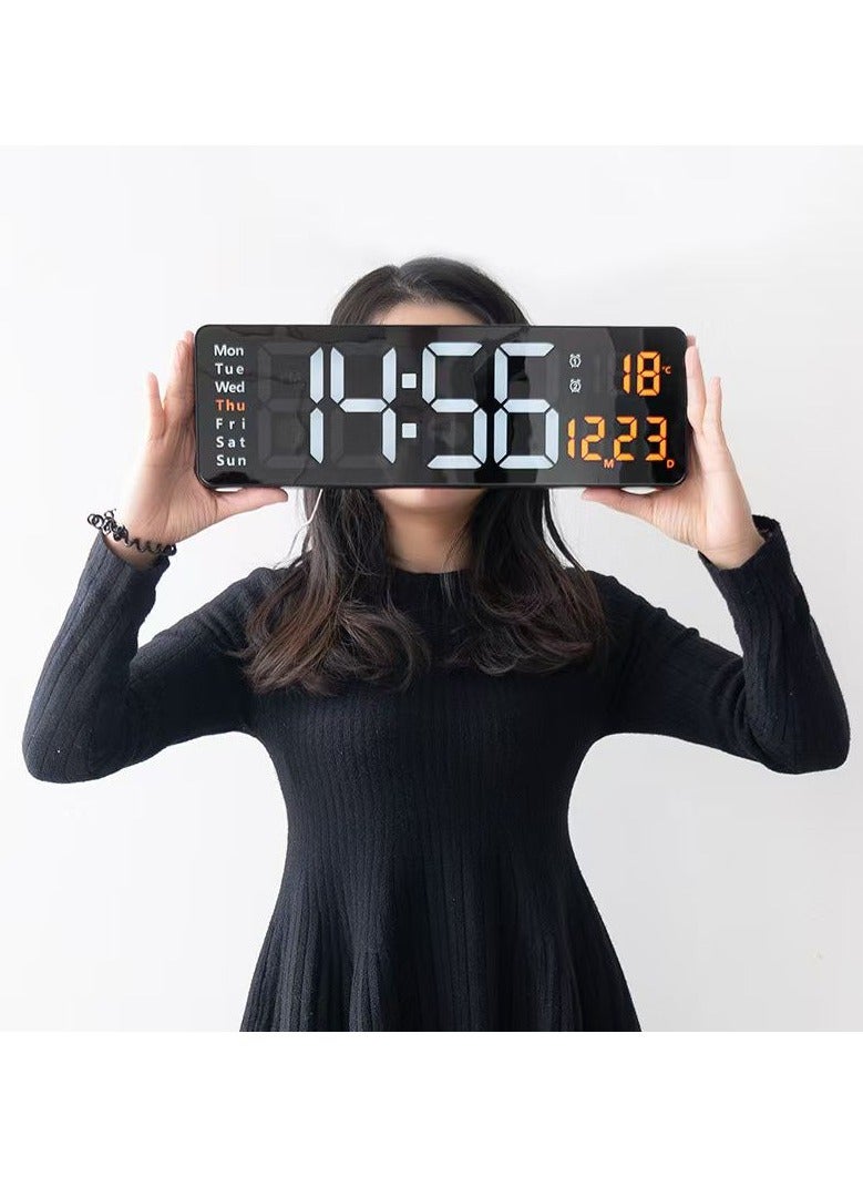 بيتشو ساعة حائط رقمية مقاس 16.2 بوصة مع جهاز تحكم عن بعد لديكور غرفة المعيشة، ساعة كبيرة مع درجة حرارة التاريخ والأسبوع - Image 1