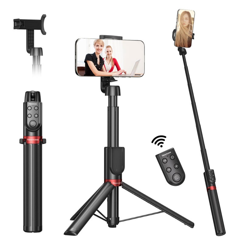 Newmowa Phone Remote Selfie Stick, Extendable Tripod with Rechargeable Detachable Remote for iPhone Video Photo Shooting/Zooming/Lens Switching, Compatible with iPhone 11 and Above(iOS 15 Above) - Image 1