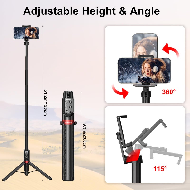Newmowa Phone Remote Selfie Stick, Extendable Tripod with Rechargeable Detachable Remote for iPhone Video Photo Shooting/Zooming/Lens Switching, Compatible with iPhone 11 and Above(iOS 15 Above) - Image 5
