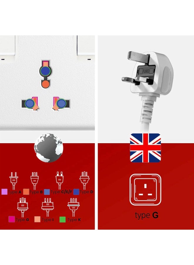Elexon Universal Power Extension Strip 5 Way, 2 Meter Cord, ESMA Certified, Flame-proof Material, Child Safety Shutters, Ideal for Charging Multiple Devices Home, Office - Image 3
