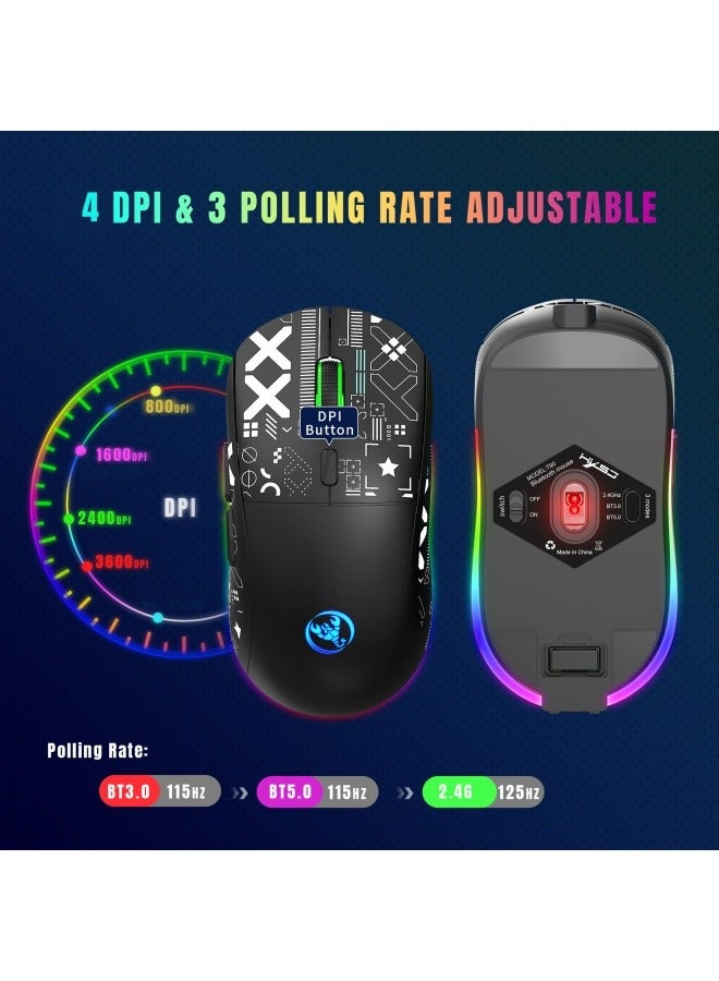 Wireless gaming mouse RGB luminous TYPE-C charging mouse water transfer printing three-mode 2.4G dual bluetooth 5.0 - Image 2