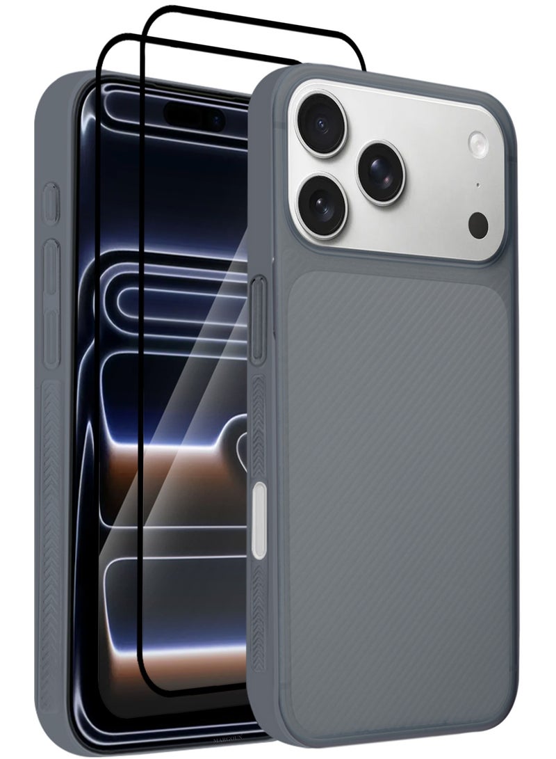 3Packs Case Cover for iPhone 17 Pro Max, Air Skin Line Design Back Cover, Sturdy Durable Ultra-Thin Case, Drop Protection Cover Clear with Two 3D Screen Protectors - Midnight Blue