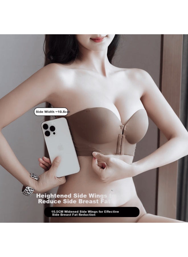 Molatoire Strapless Seamless Wireless Front Closure Bra For Women Small Chest Push-up Anti-slip Bandeau - Image 4