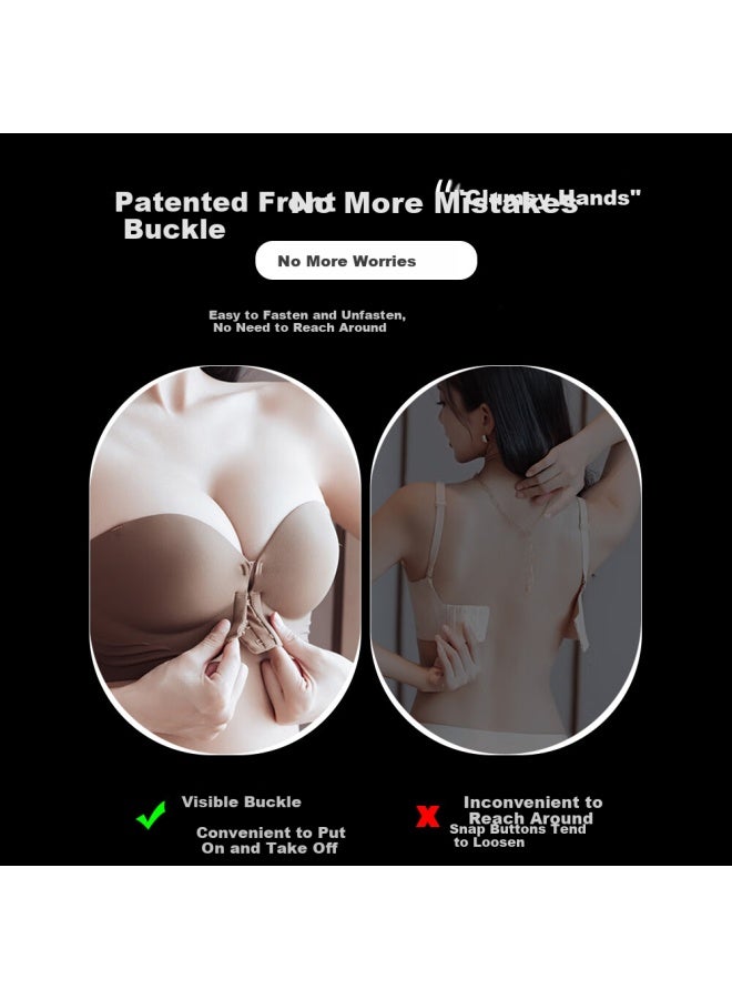 Molatoire Strapless Seamless Wireless Front Closure Bra For Women Small Chest Push-up Anti-slip Bandeau - Image 3