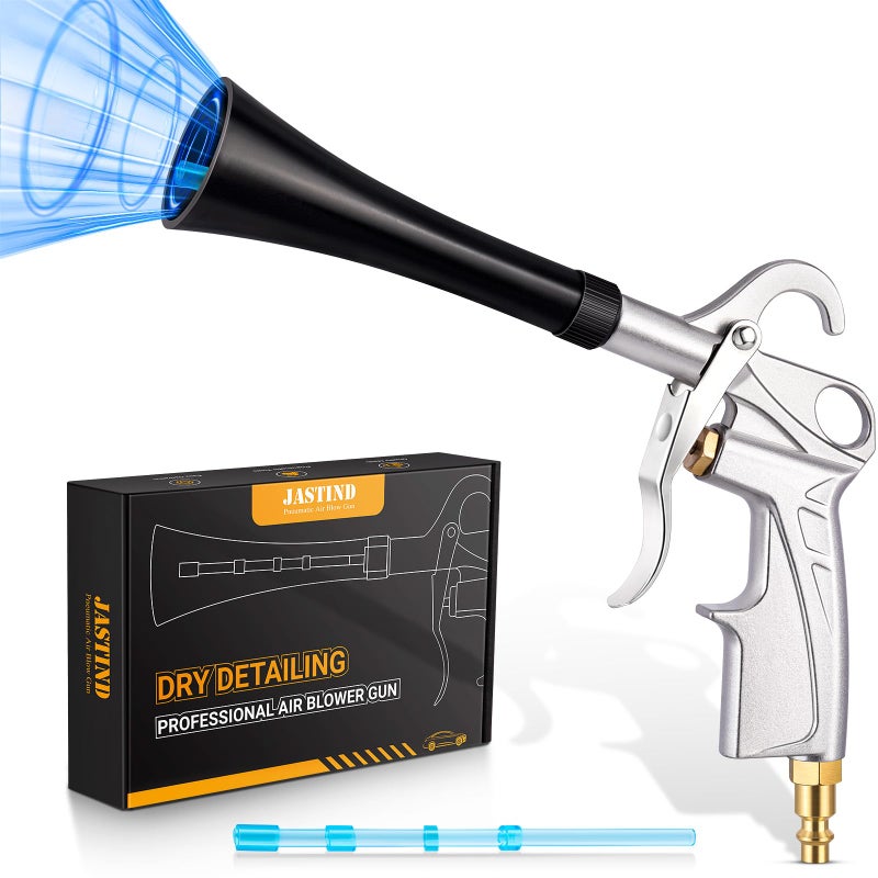 JASTIND Tornado Car Cleaning Gun Powerful Dry Car Detailing Air Gun Blower with Replacement Blasting Tube Brass 14 IN NPT Quick Connector Metal Air Blaster for Air Compressor Attachments - Image 2
