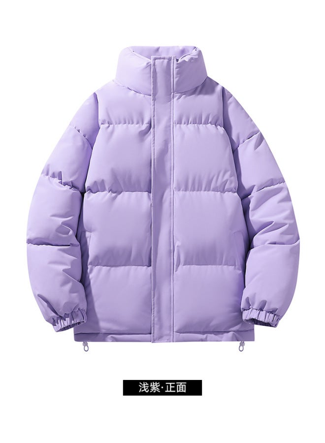 Solid Color Cotton Jacket For Men And Women, Couple's Trendy Loose Stand Collar Puffer Jacket, Winter Cold-proof Warm Thick Versatile Cotton Coat Top