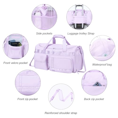 MAXTOP Lavender Gym Bag for Women Stylish Yoga Tote Travel Duffle Bag with Shoe Compartment Large Capacity Workout Bag for Pilates Dance Travel - Image 5
