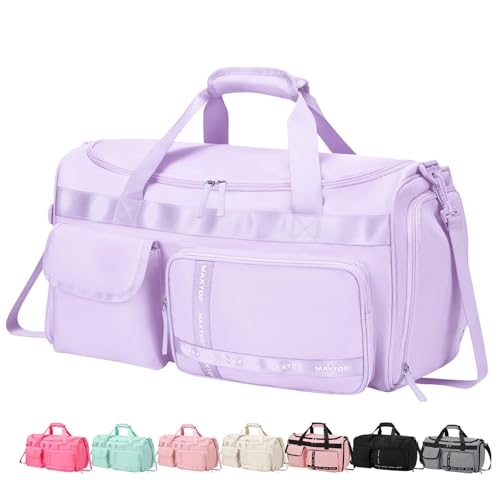 MAXTOP Lavender Gym Bag for Women Stylish Yoga Tote Travel Duffle Bag with Shoe Compartment Large Capacity Workout Bag for Pilates Dance Travel - Image 1