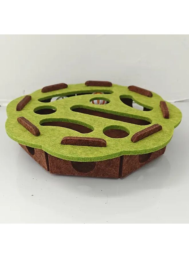 أخضر بني زهرة صندوق اللغز التفاعلي للقطط مع خدش وحفر بصمة القدم - Image 1